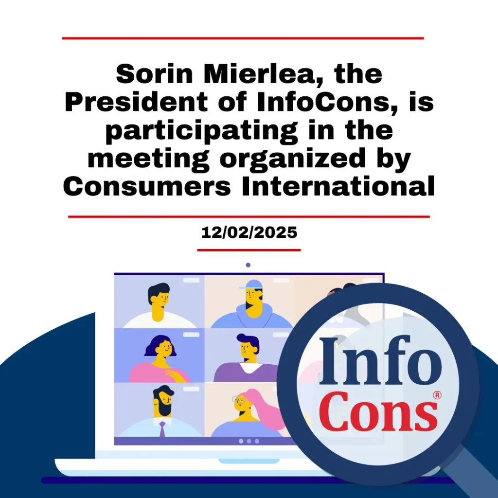 Sorin Mierlea , the President of InfoCons Consumers Protection , is participating in the online meeting organized by Consumers International