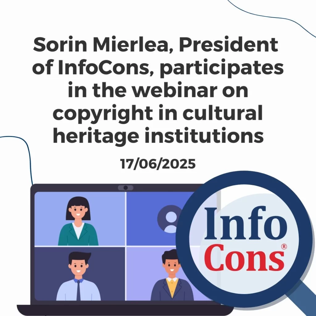 Sorin Mierlea , President of InfoCons Consumers Protection , participates in the webinar on copyright in cultural heritage institutions