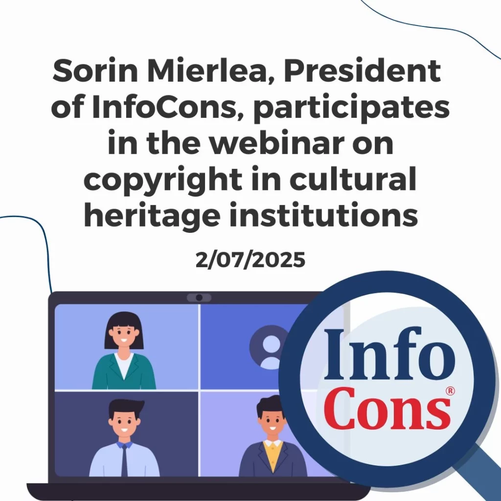 Sorin Mierlea , President of InfoCons Consumer Protection , participates in the webinar on copyright in cultural heritage institutions
