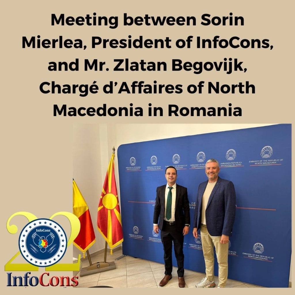 Meeting between Sorin Mierlea , President of InfoCons Consumer Protection , and Mr. Zlatan Begovijk , Chargé d’Affaires of North Macedonia in Romania