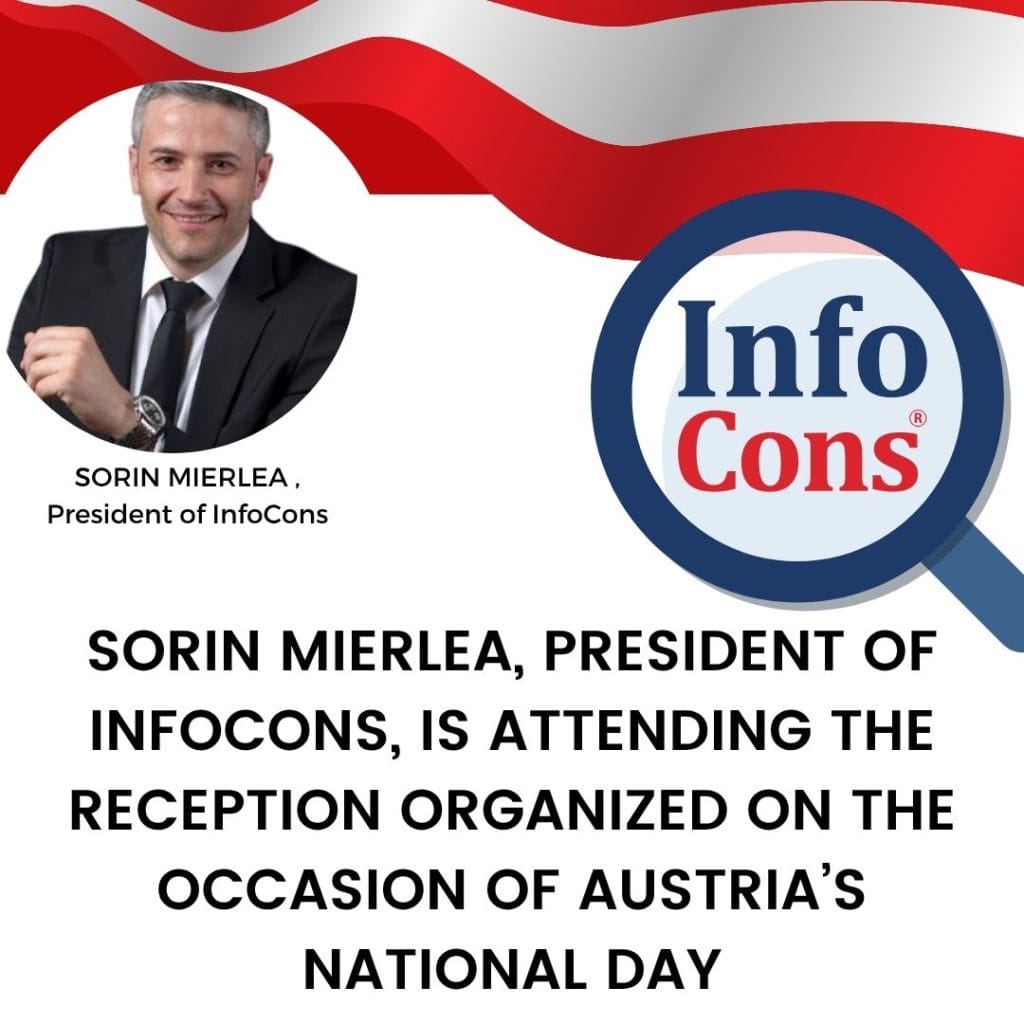 Sorin Mierlea , President of InfoCons Consumer Protection , attends the event organized on the occasion of the Austrian National Day