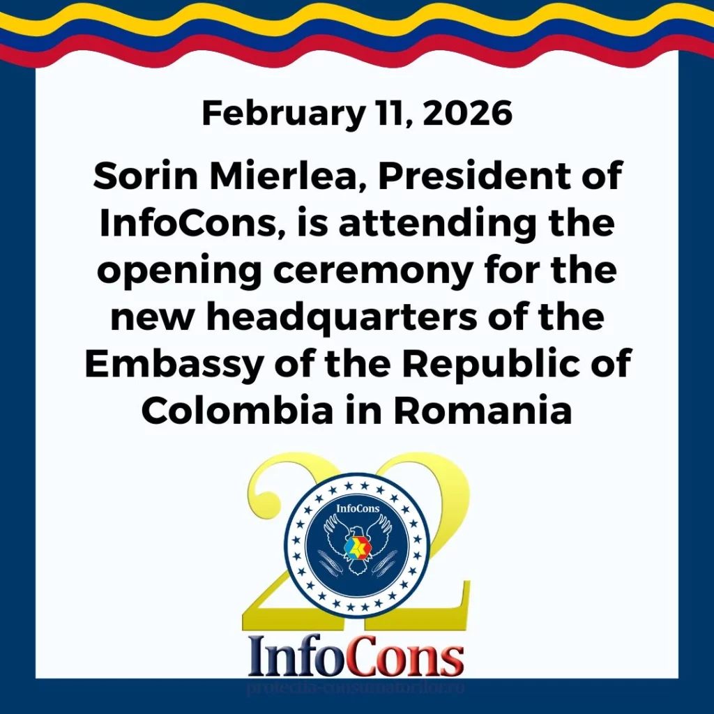 Sorin Mierlea , President of InfoCons Consumer Protection , is attending the opening ceremony for the new headquarters of the Embassy of the Republic of Colombia in Romania