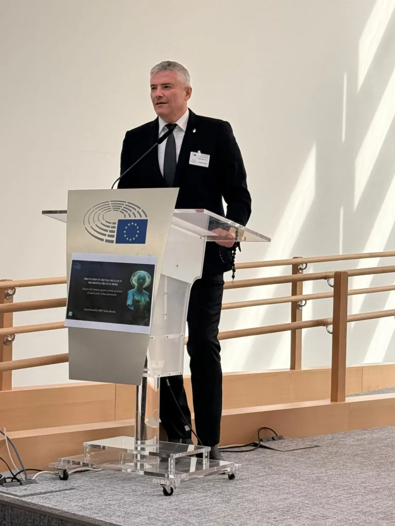 The presence of Mr. Sorin Mierlea , President of InfoCons , at the event “Mental Health Prevention in the Digital Age in Europe – Digital Tools , Human Expertise , and the Protection of Minors ” - Prevention with the InfoCons App !