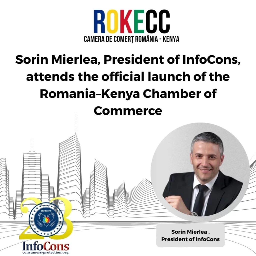 Sorin Mierlea , President of InfoCons Consumer Protection , attends the official launch of the Romania–Kenya Chamber of Commerce