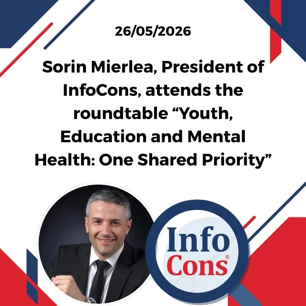 Sorin Mierlea , President of InfoCons Consumer Protection , attends the roundtable “Youth, Education and Mental Health: One Shared Priority”